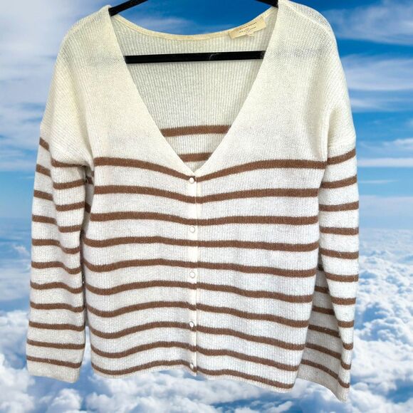 La Maille Sezane Medium Barry Knit Mohair Alpaca Blend Striped Cardigan - Picture 3 of 8